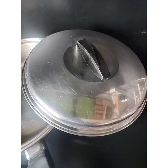 Vtg Flint Ware 8" Skillet Frying Pan w/Lid Stainless Steel Radiant Core USA 5530 - Picture 3 of 7